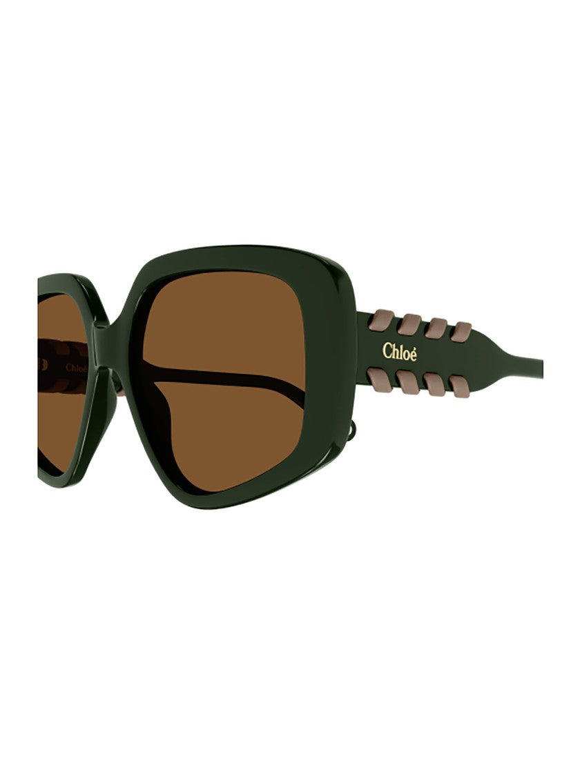 Chloé Green Ch0210s Bold Rectangular Sunglasses