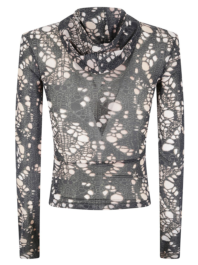 Avavav Patterned Hooded Top In Stretch Fabric
