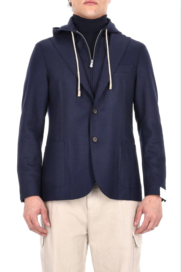 Eleventy Jersey Wool Jacket With Detachable Yoke