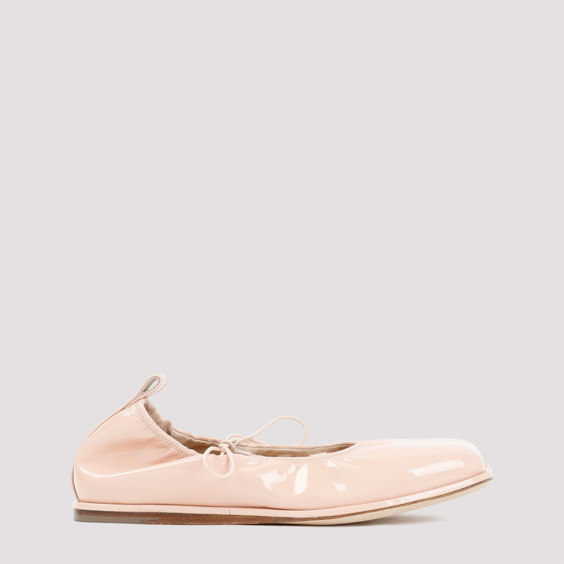 Simone Rocha Pink Powder Patent Calf Leather Heart Toe Lace-Up Ballerina