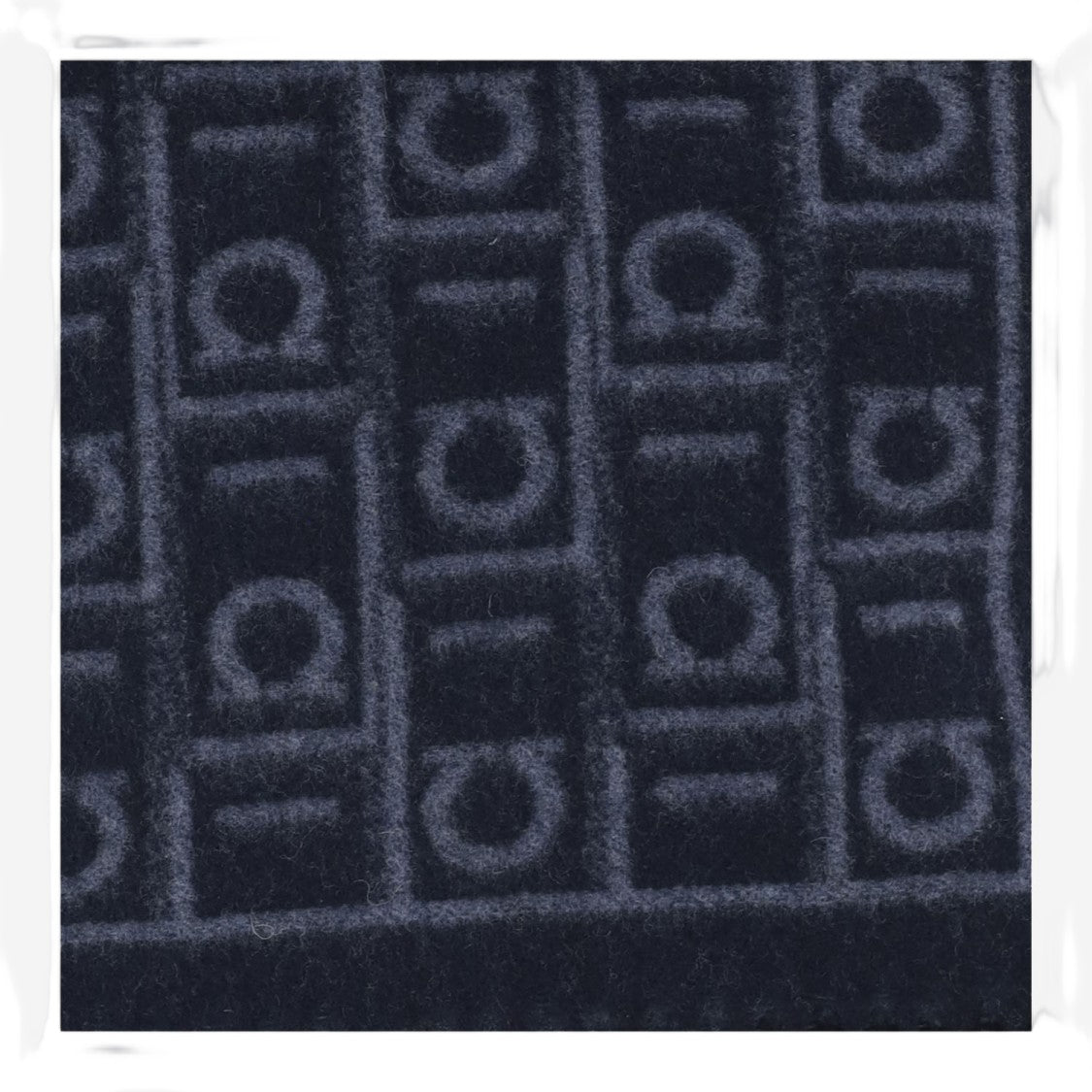 Salvatore Ferragamo Navy Blue Hook Pattern Silk-Blend Scarf
