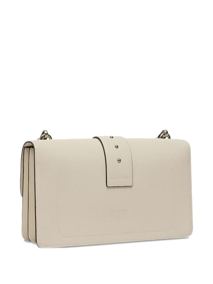 Pinko White Metallic Bird Clasp Shoulder Bag