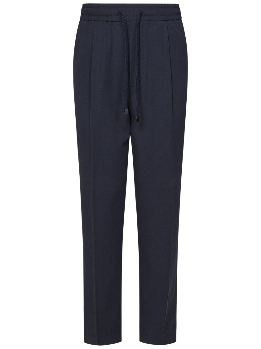 Jacob Cohen Navy Blue Straight-Leg Trousers With Drawstring Waist