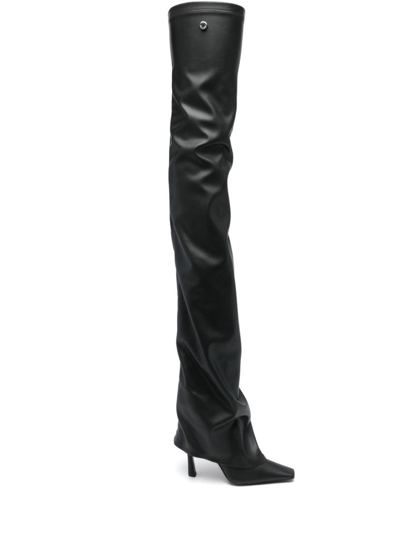 The Attico Stiletto Heel Boots With Faux Draped Leather Design