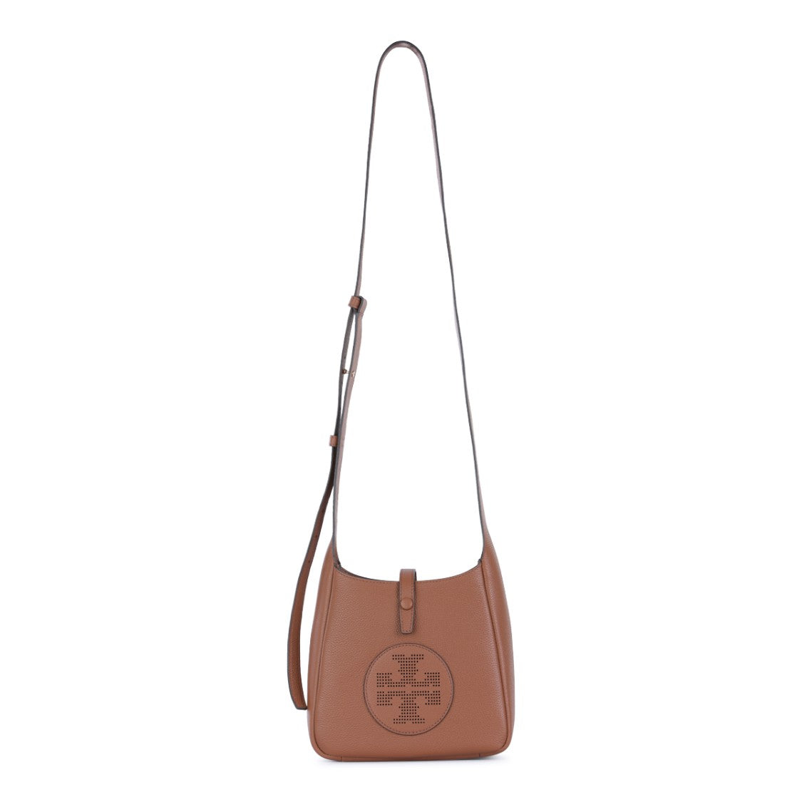 Tory Burch Structured Brown Leather Miller Swing Shoulder Bag