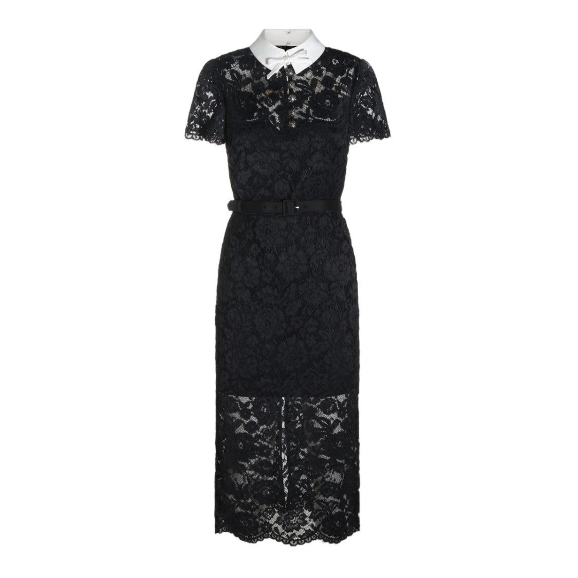 Self-Portrait Intricate Lace Bow Collar Midi Dress