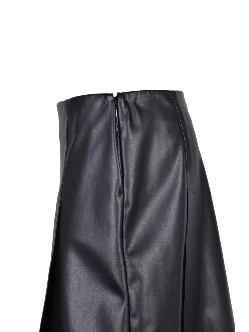 Stella Mccartney Black Polyester Women's Faux Leather Midi Skirt