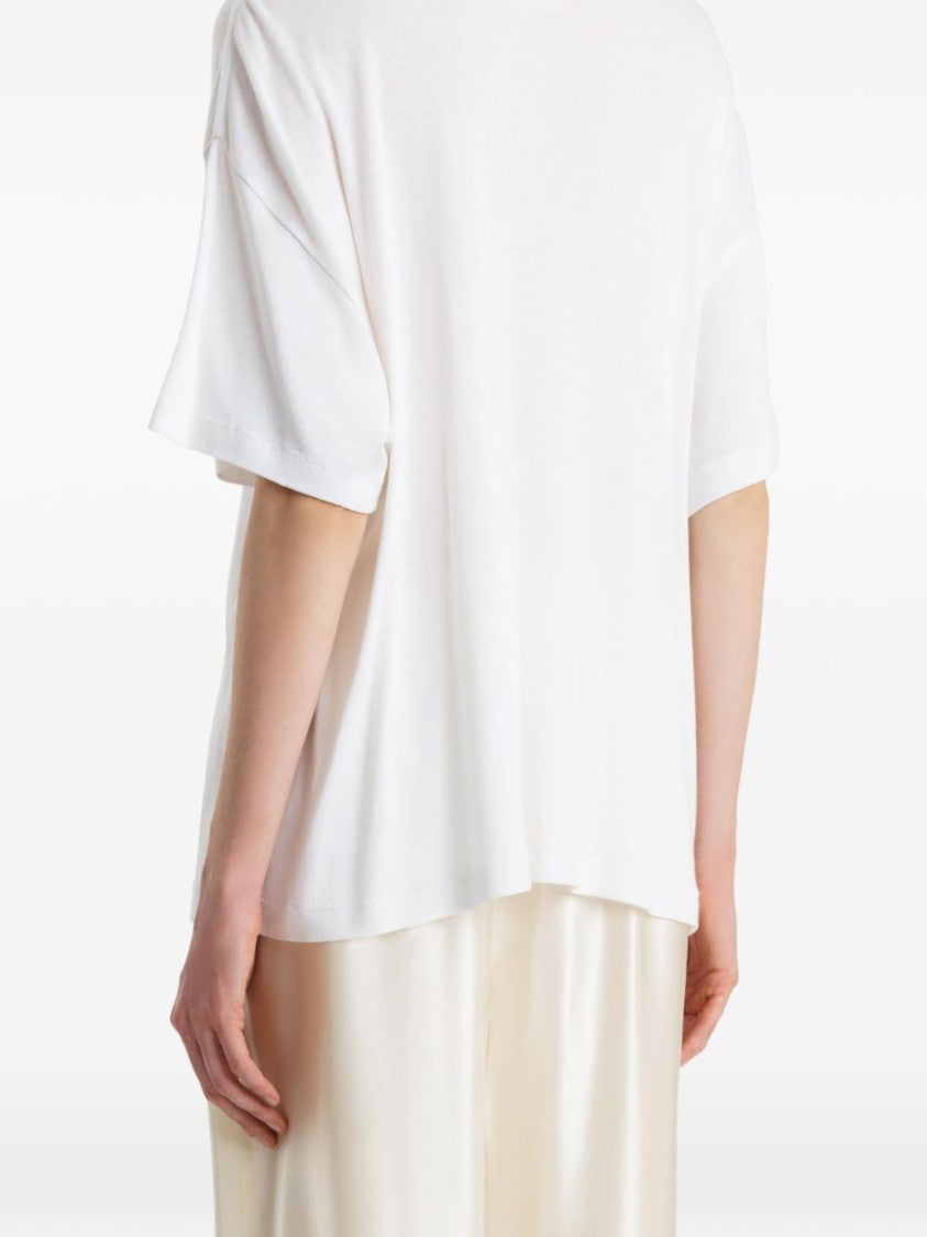 Khaite White V-Neck Short-Sleeve T-Shirt