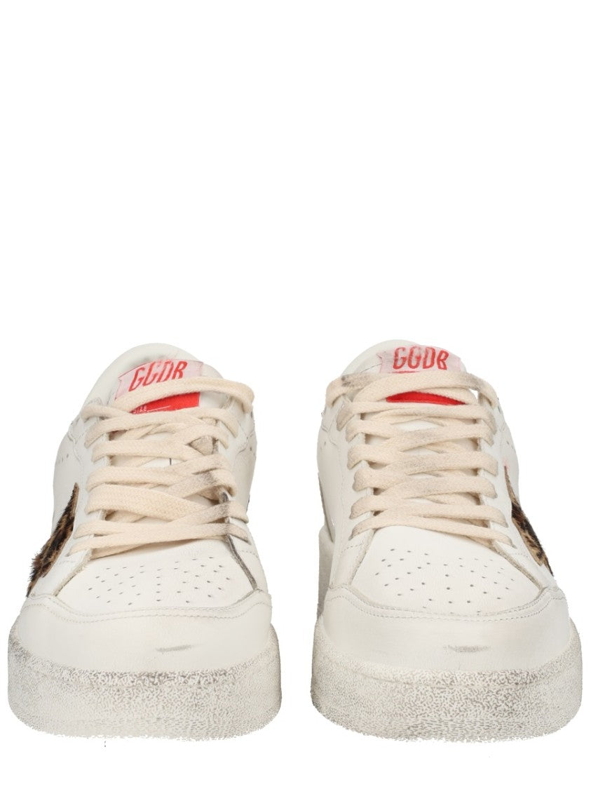 Golden Goose Ballstar Distressed White Cow Leather Sneakers