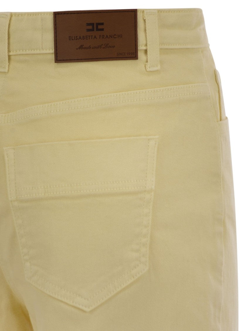 Elisabetta Franchi Dyed Cotton Jeans With Logo Charm