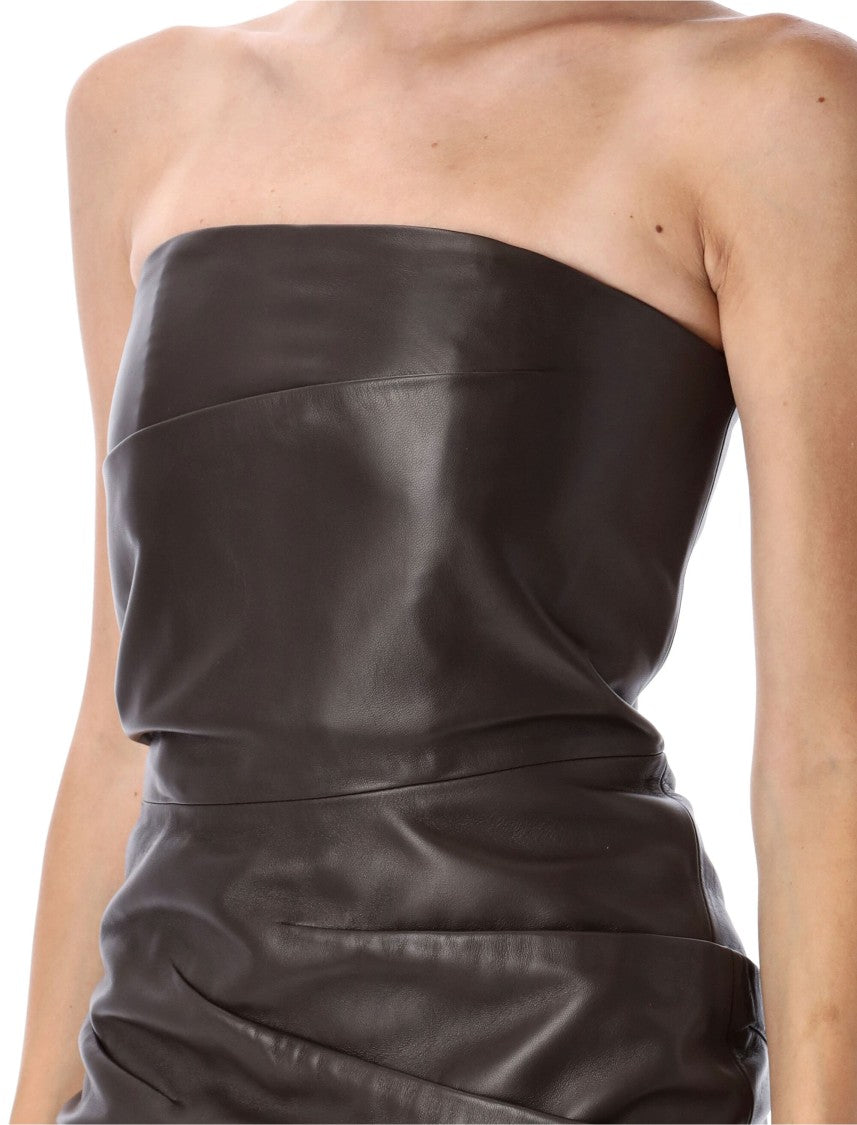 The Attico Bustier Mini Dress Leather