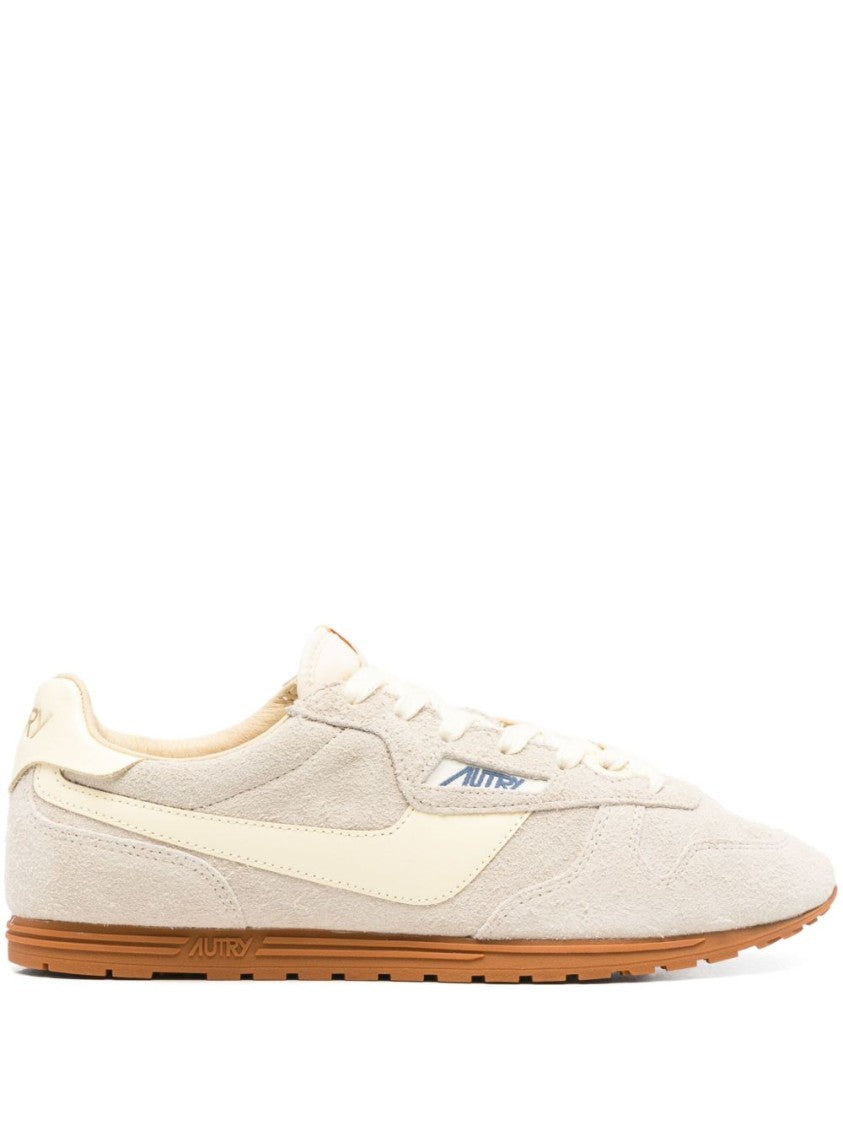 Autry Beige Suede Sneakers With Cream Accents