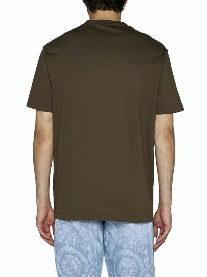 Versace Olive-Brown Graphic Logo Short-Sleeve T-Shirt