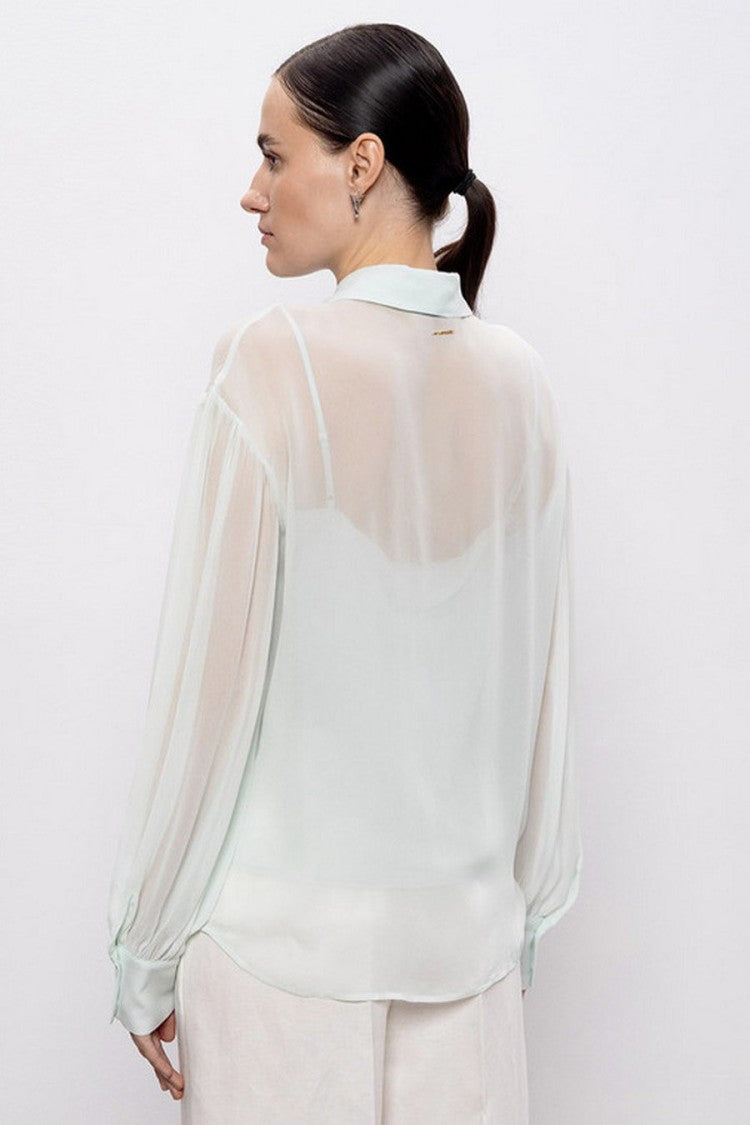 Twin-Set Sky Blue Tie-Neck Blouse