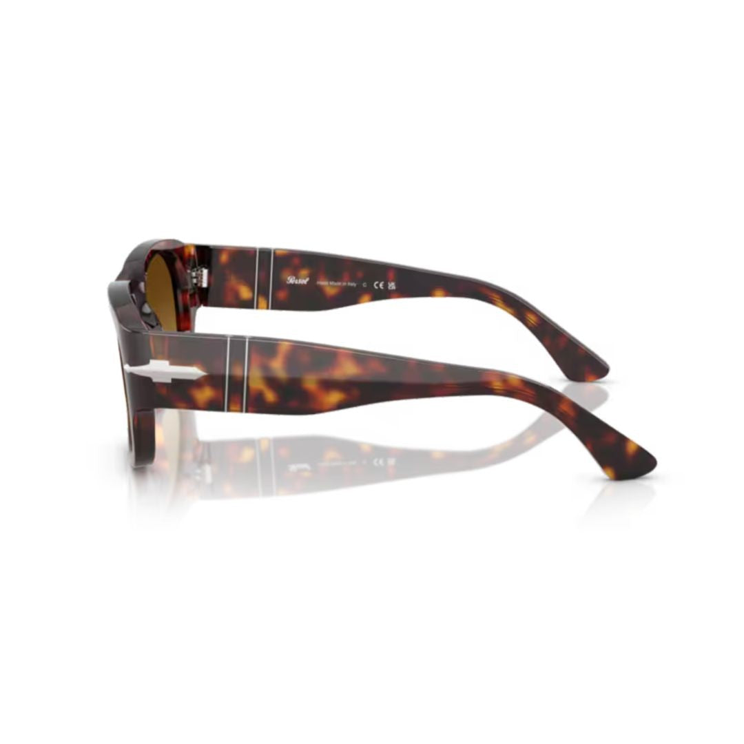 Persol 0Po3380s Rectangular Tortoiseshell Sunglasses With Silver Arrow Detail