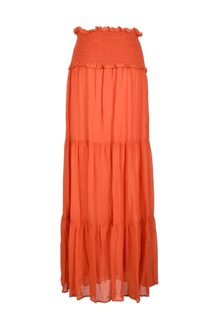 Dondup Long Chiffon Skirt Slit - Orange