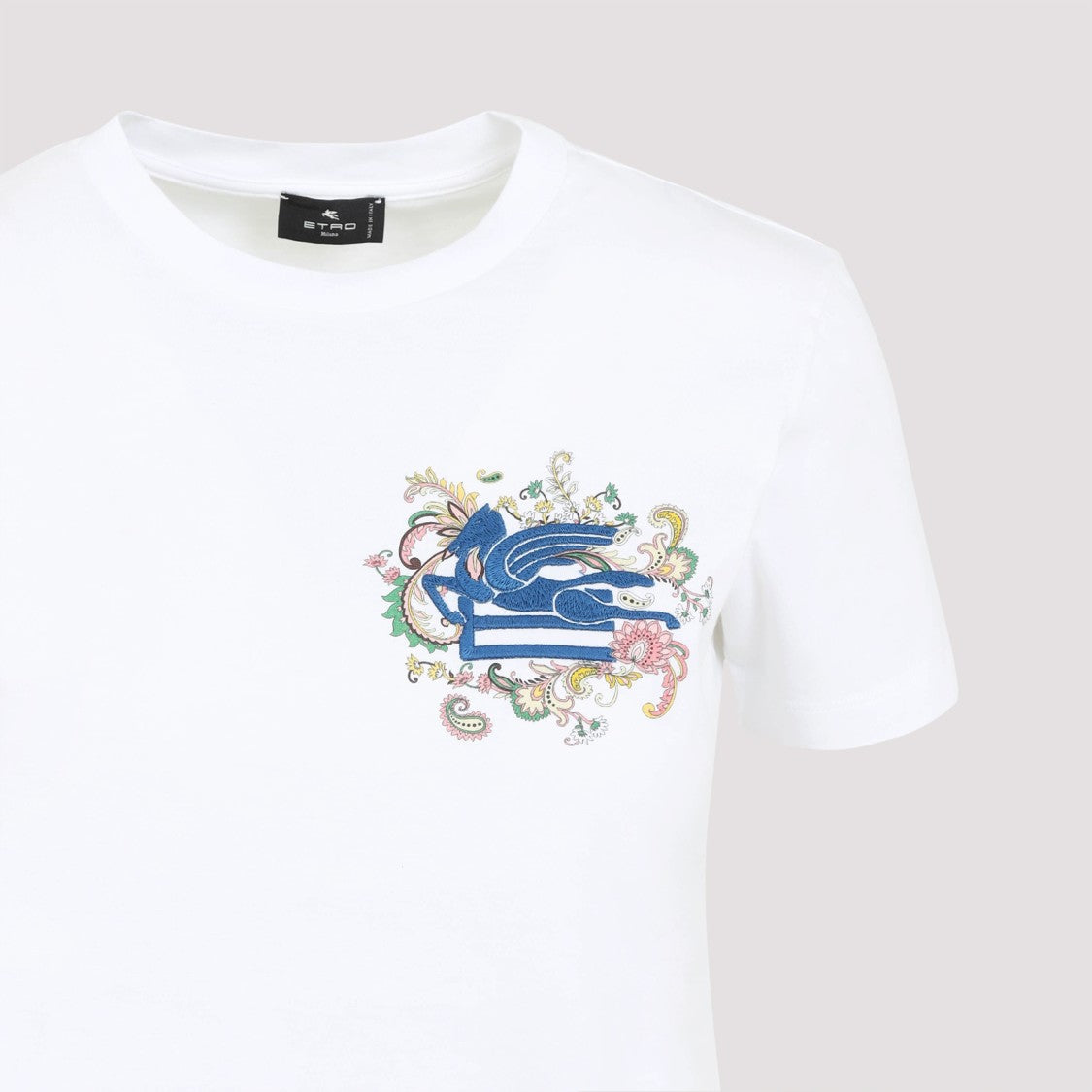 Etro Pegaso Logo White Cotton T-Shirt