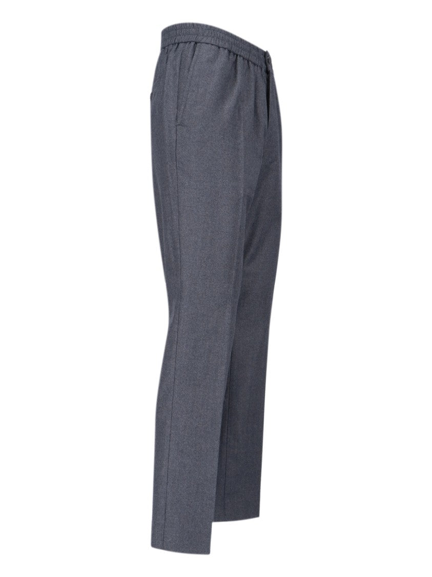 Ami Mid-Rise Grey Virgin Wool Trousers With Tailored Aesthetics