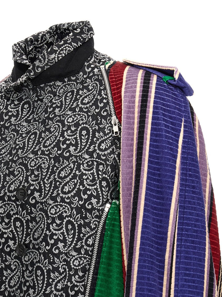 Comme Des Garçons Layered Double-Breasted Blazer With Corduroy Trench Coat