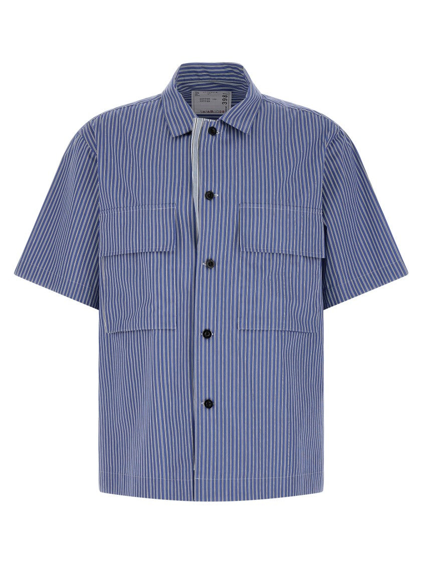 Sacai Vertical Striped Cotton Poplin Shirt