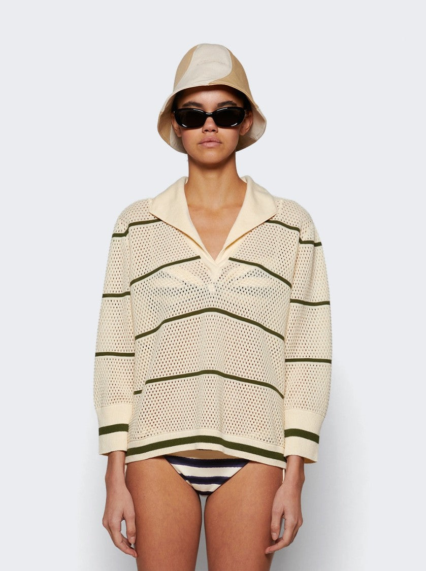 Johanna Ortiz Poca Vela Top Ecru And Green