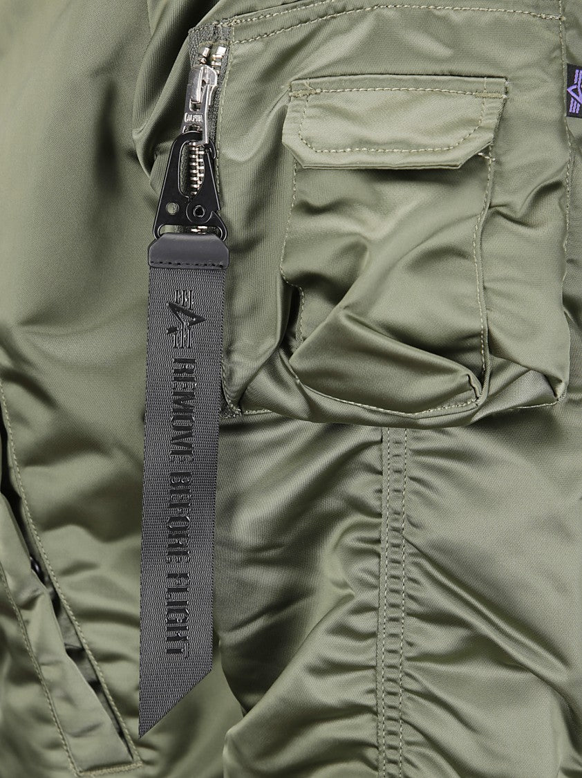 Alpha Industries Drawstring Hooded Bomber Jacket With Double-Slider Zip And Magnetic Buttons