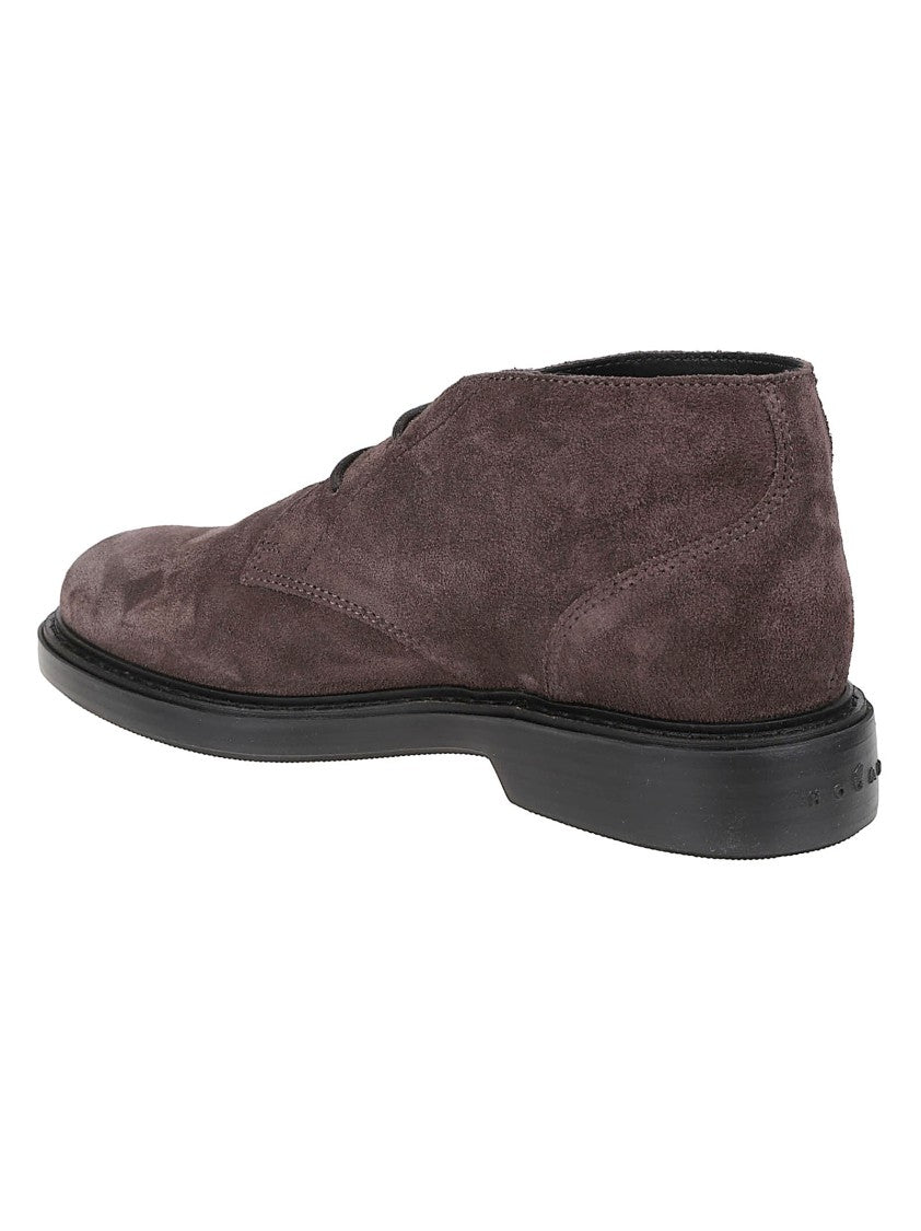 Hogan H704 Leather Lace-Up Ankle Boots