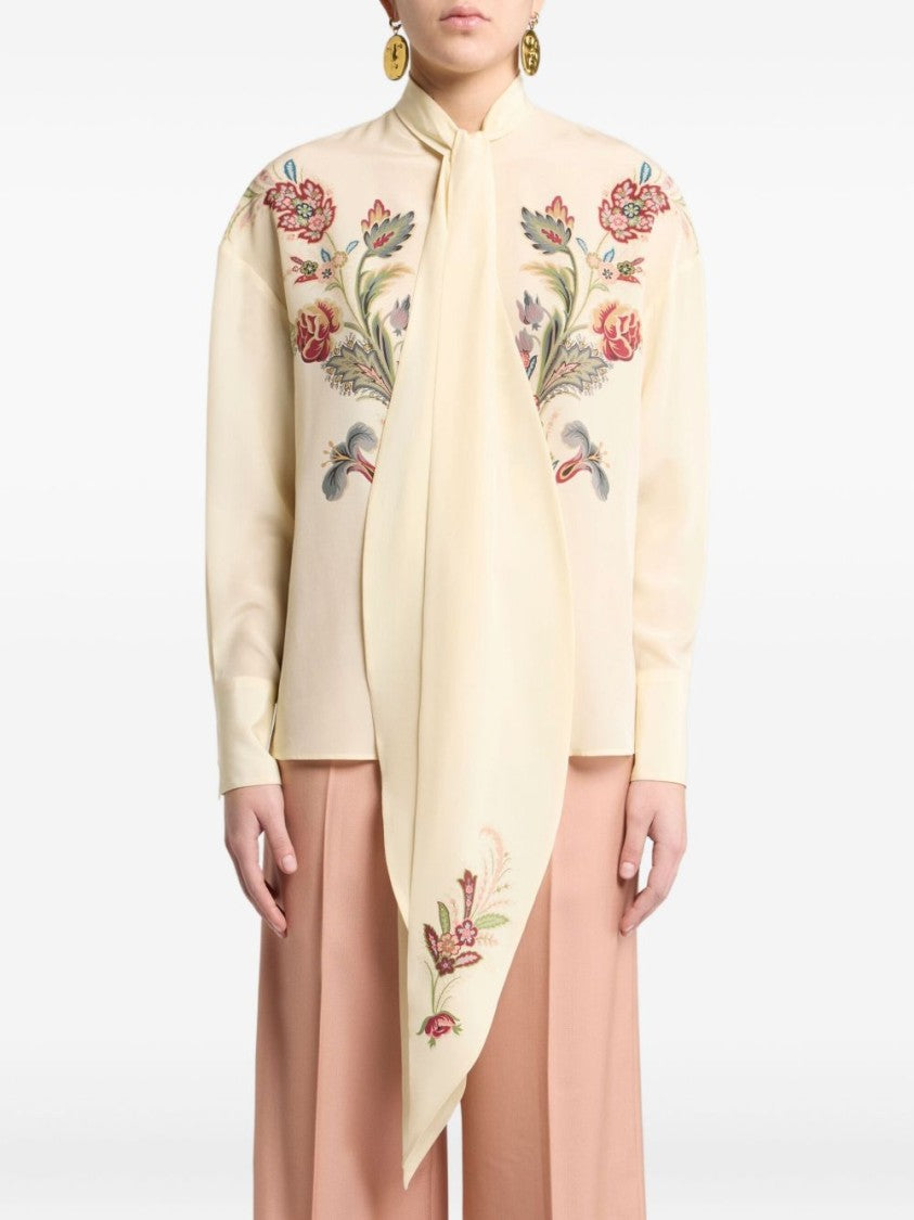 Etro Ivory Crepe De Chine Silk Blouse