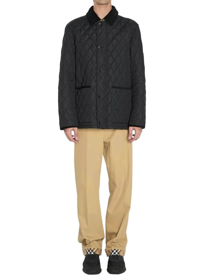 Burberry Diamond-Pattern Quilted Jacket With Contrasting Collar