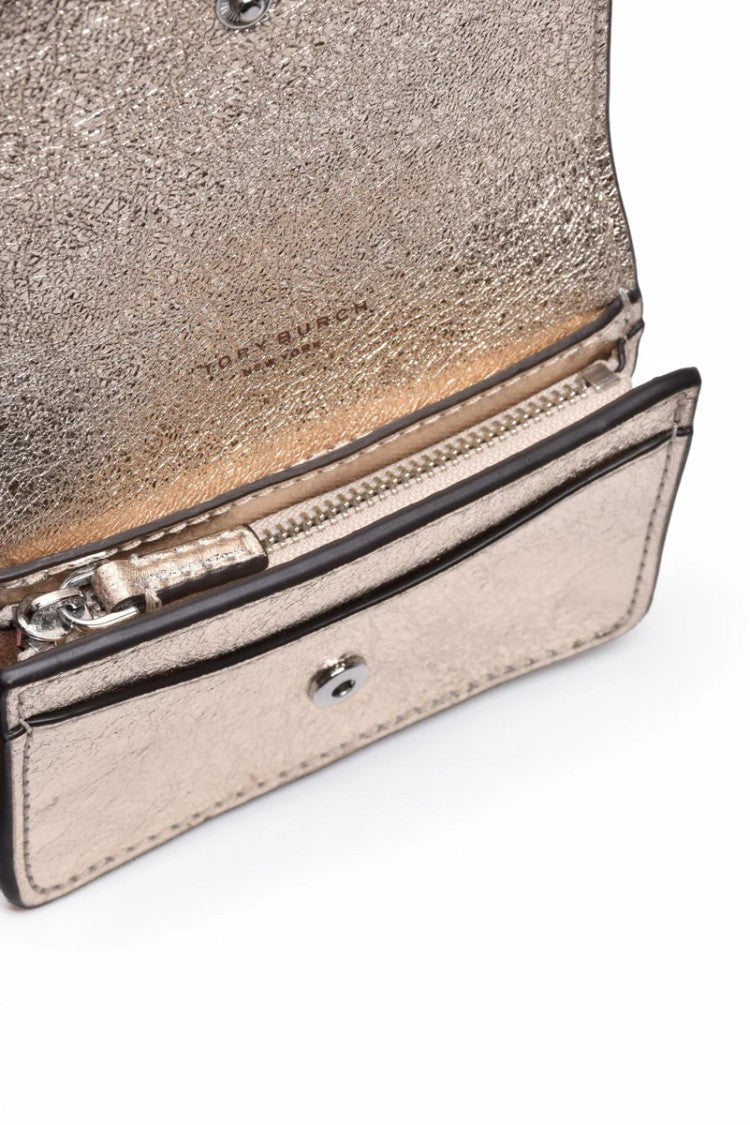 Tory Burch Gold Calfskin Leather Cardholder