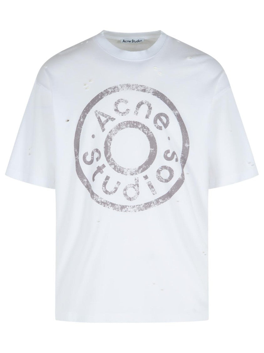 Acne Studios White Cotton Blend T-Shirt