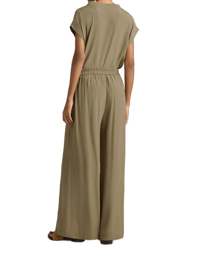 Momonì Silk Sage Green Wide-Leg Trousers