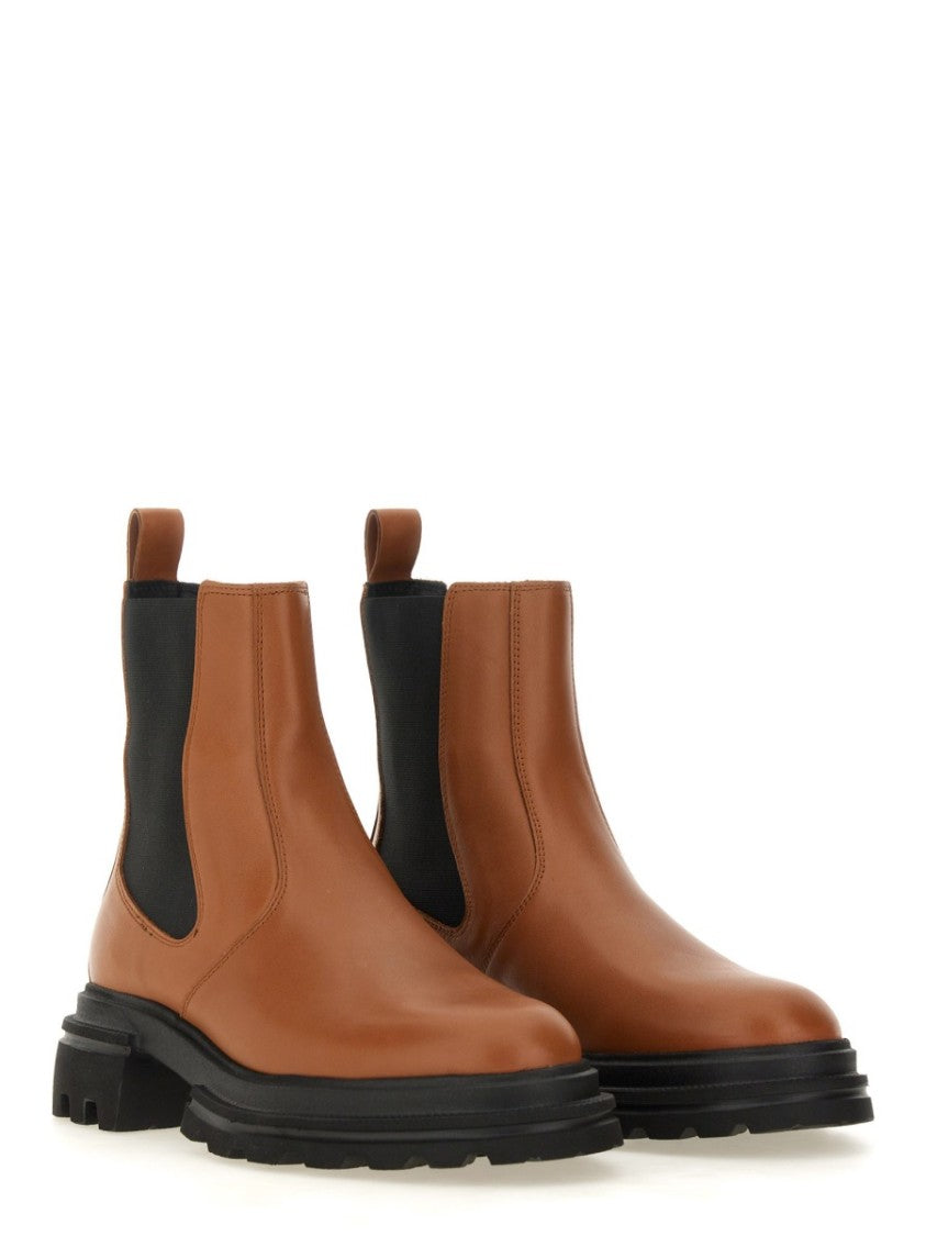 Hogan Brown Calfskin Chelsea Boots