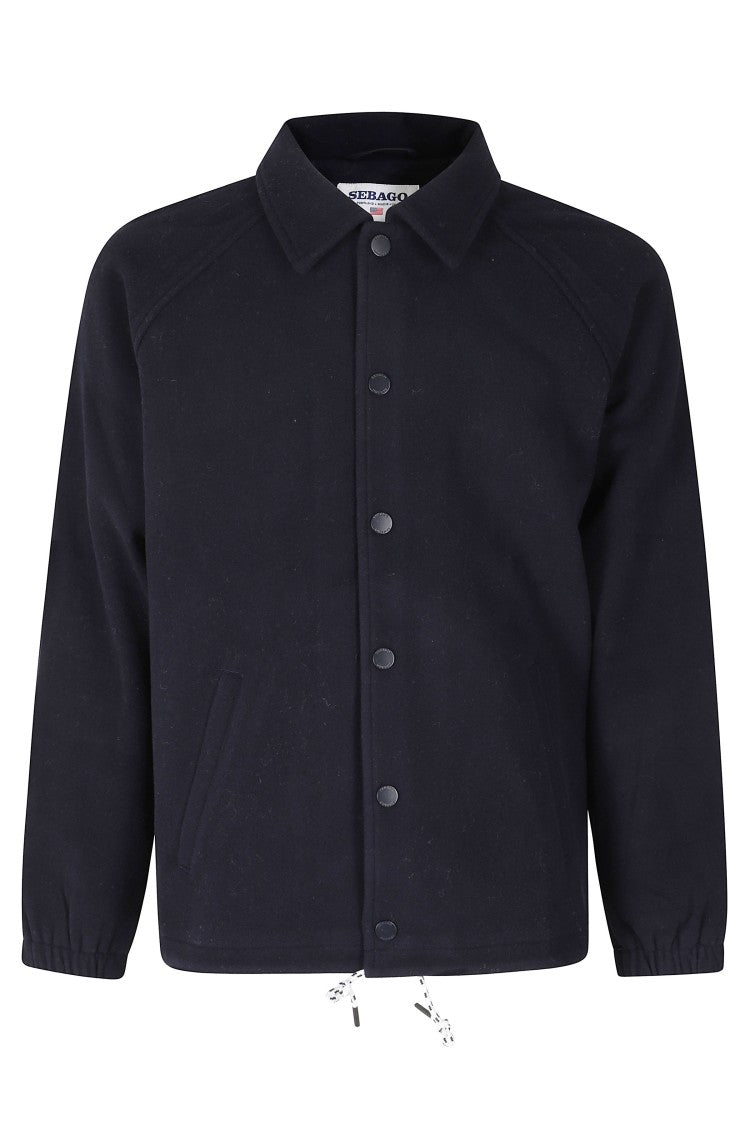 Sebago Dark Blue Wide Silhouette Snap-Button Wool Jacket