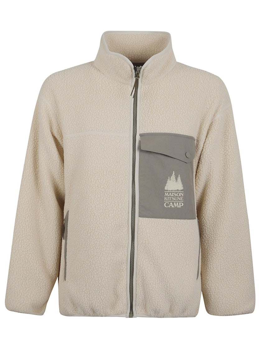 Maison Kitsuné Relaxed Fit Beige Textured Jacket