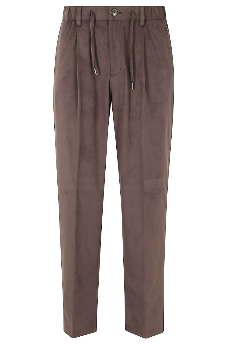 Herno Suede-Effect Drawstring Pants With Elastic Waistband And Sleek Finish