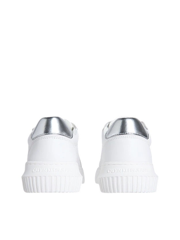 Calvin Klein White Leather Sneakers With Metallic Accents