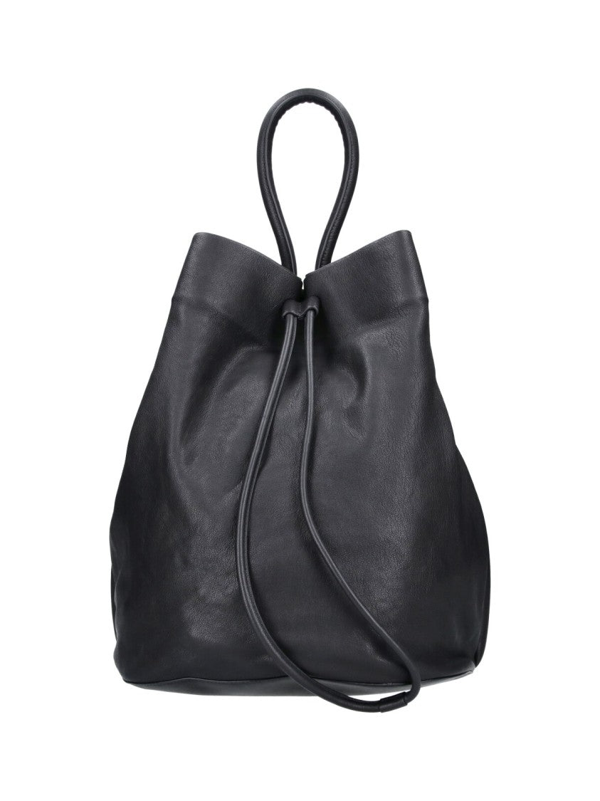 Uma Wang Bucket Bag In Soft Lambskin Leather With Drawstring Closure