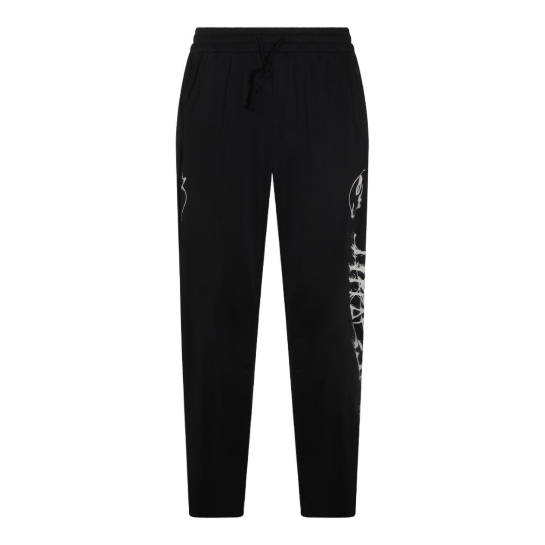 Y-3 Black Drawstring Printed Tapered Pants