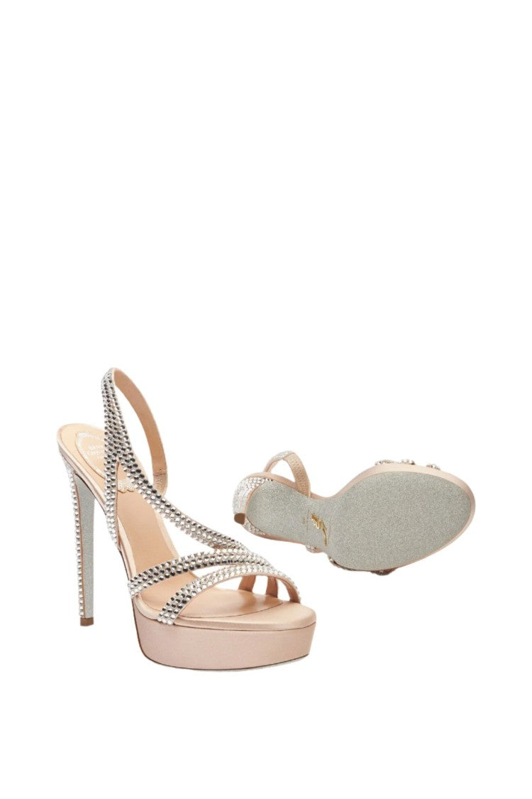 René Caovilla Lisa Nude Platform Sandal With