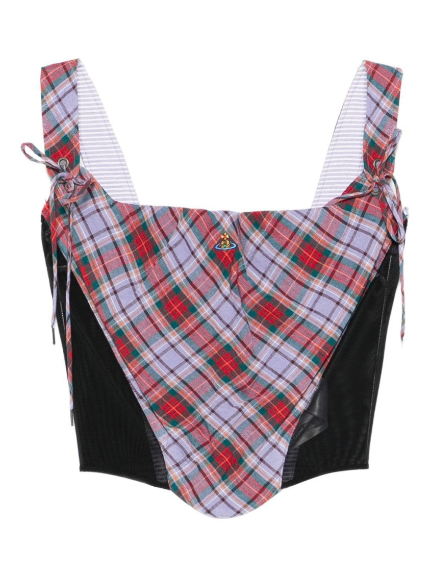 Vivienne Westwood Red Purple Tartan Tie Square Top