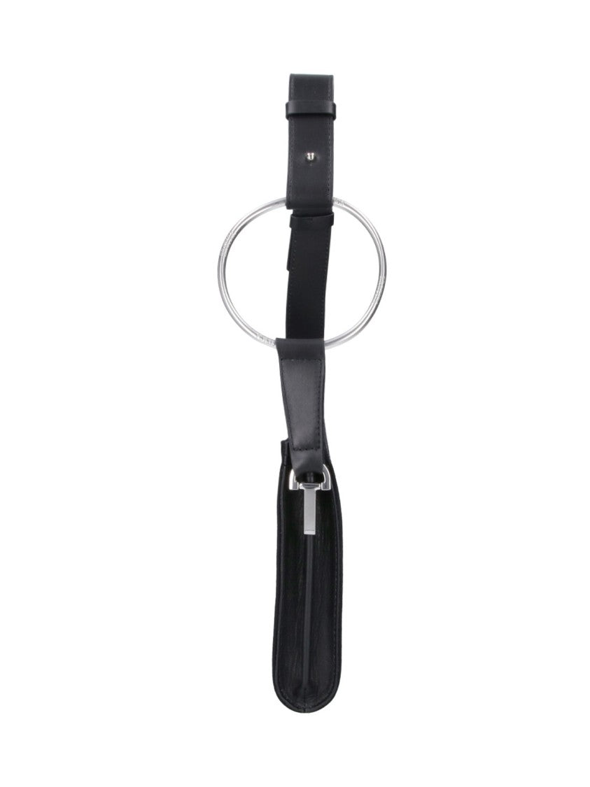 Dondup Black Gessato Wool Pinstripe Shoulder Bag