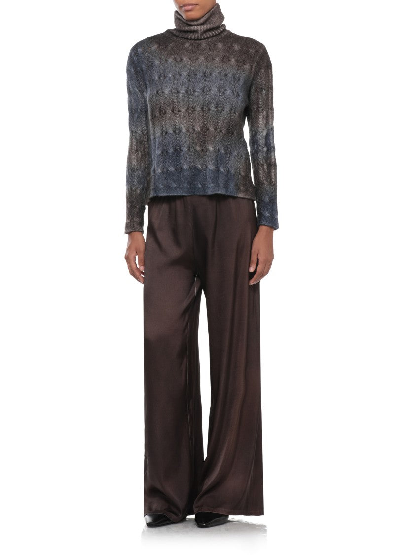 Avant Toi Brown Blue Woven High-Neck Sweater