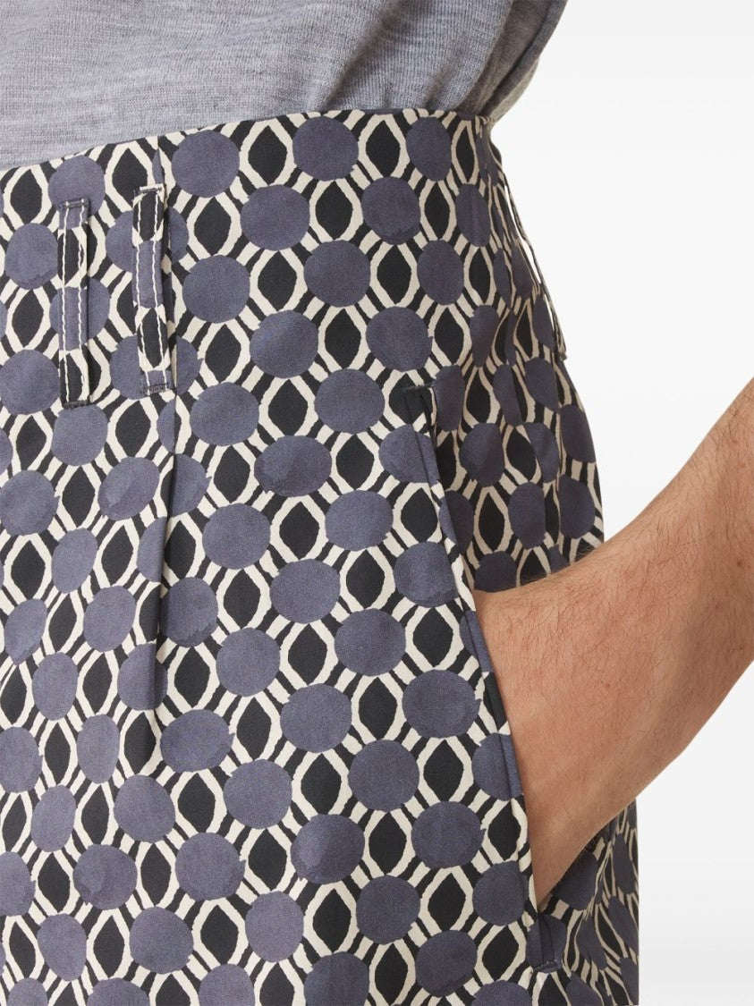 Lanvin Grey Geometric Pattern Shorts With Side Pockets