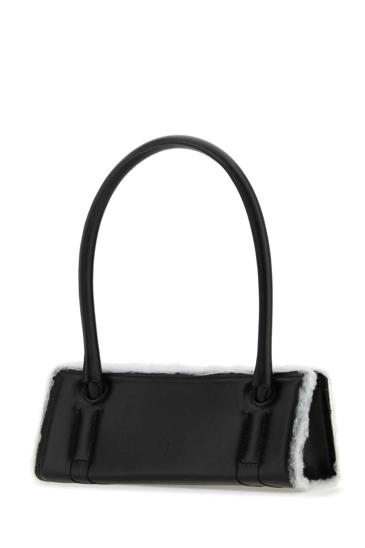 Dentro Black Leather Radar Shoulder Bag