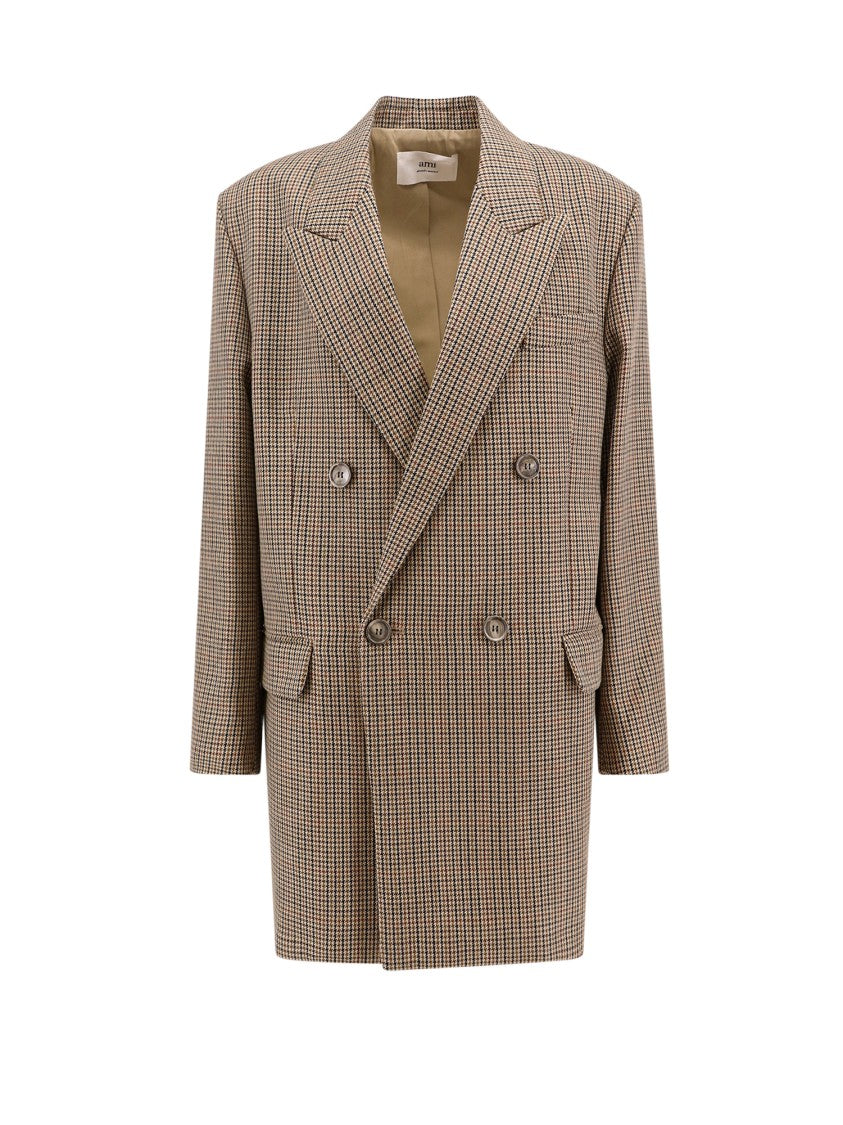 Ami Virgin Wool Blazer With Pied De Poule Motif