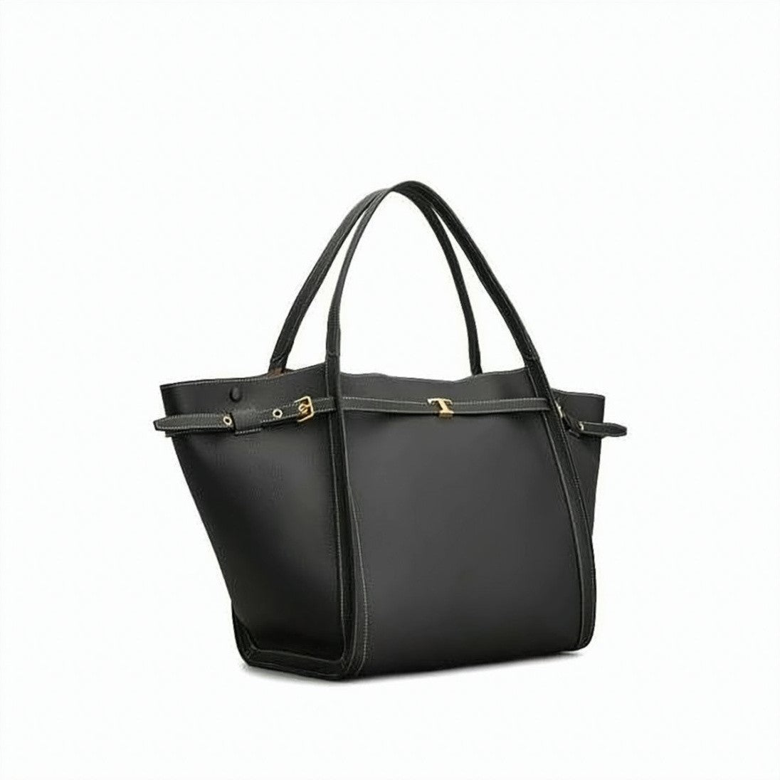 Tod's Trapezoidal Black Calf Leather Shoulder Bag