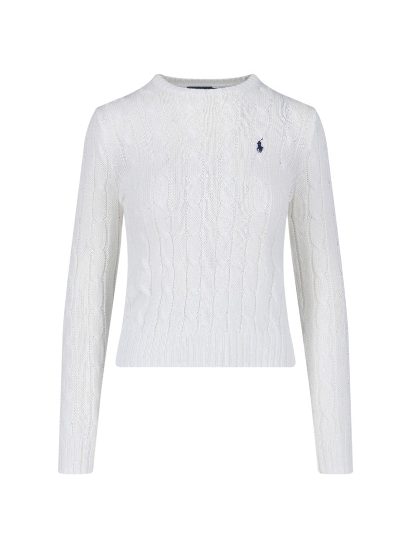 Polo Ralph Lauren Classic Cable Knit Sweater With Contrast Logo