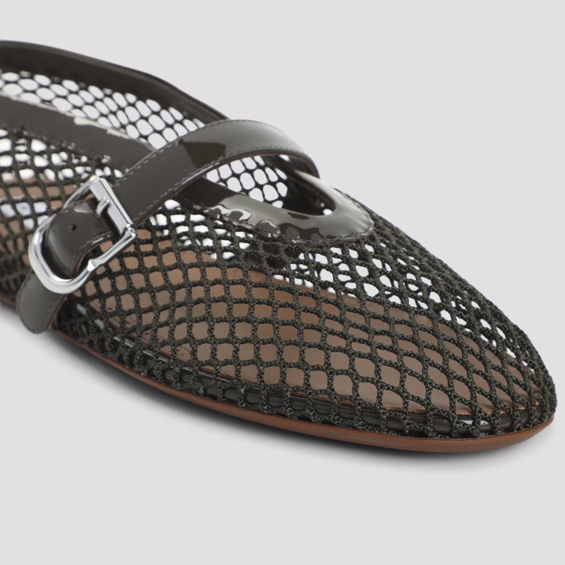 Alaïa Kaki Flat Mesh Ballerinas