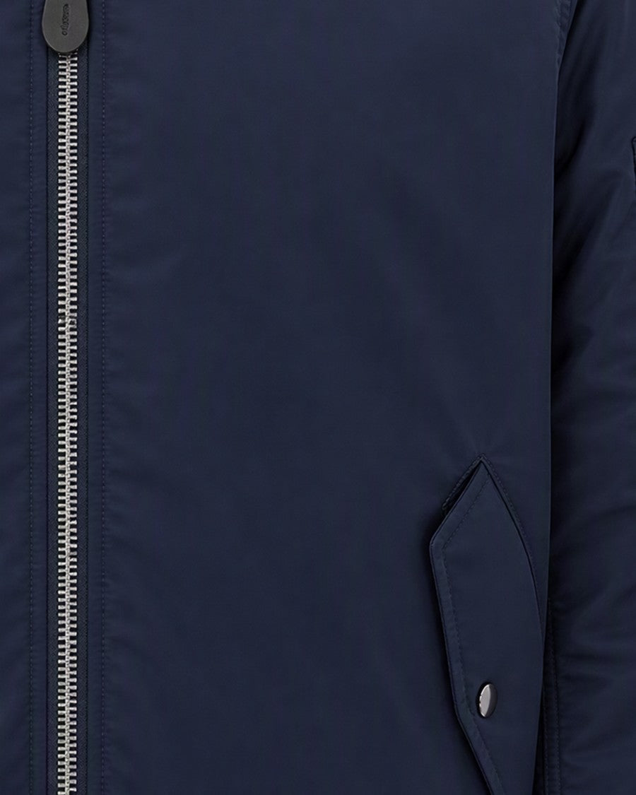 Alpha Industries Blue Ribbed Knit Padded Bomber Jacket